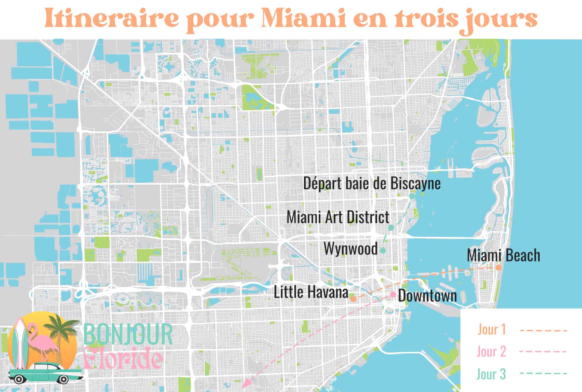 miami 3 jours map bfl